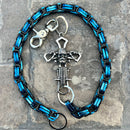 SANITY JEWELRY® Wallet Chain 24” Old School Cross Wallet Chain - Black & Blue Daytona Road King - WC706RK