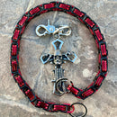 SANITY JEWELRY® Wallet Chain 24” Old School Cross Wallet Chain - Black & Red Daytona Road King - WC710RK