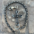SANITY JEWELRY® Wallet Chain 24” Old School Cross Wallet Chain - Black & Silver Daytona Deluxe - WC712D