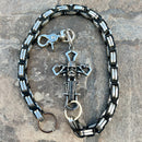SANITY JEWELRY® Wallet Chain 24” Old School Cross Wallet Chain - Black & Silver Daytona Road King - WC714RK