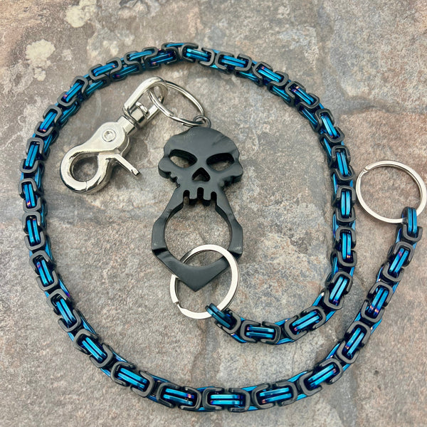 SANITY JEWELRY® Wallet Chain 24” One Finger Ring Black Wallet Chain - Black & Blue Daytona Deluxe - WC046D