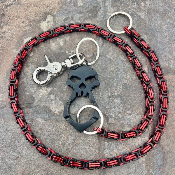 SANITY JEWELRY® Wallet Chain 24” One Finger Ring Black Wallet Chain - Black & Red Daytona Deluxe - WC050D