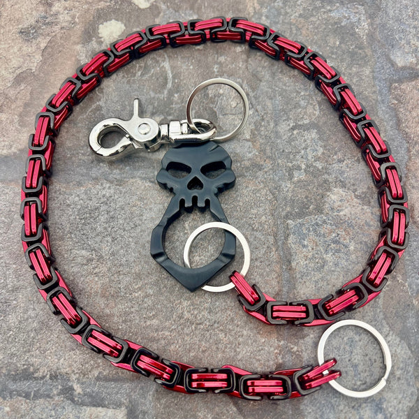 SANITY JEWELRY® Wallet Chain 24” One Finger Ring Black Wallet Chain - Black & Red Daytona Heritage - WC051H