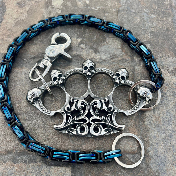 SANITY JEWELRY® Wallet Chain 24” Royal Four Finger Ring Wallet Chain - Black & Blue Daytona Heritage - WC1H