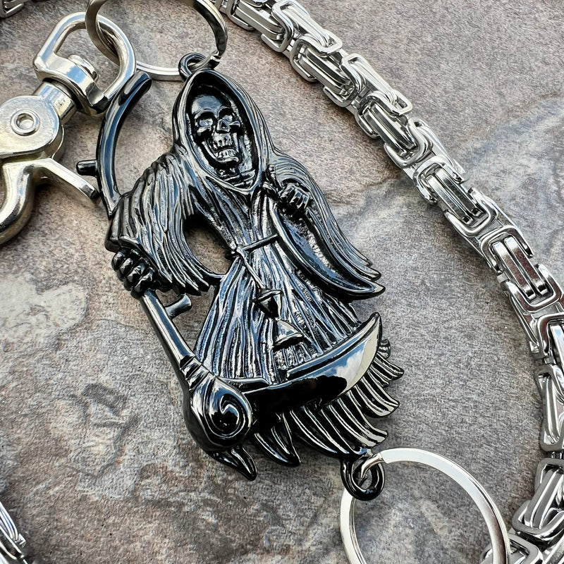 SANITY JEWELRY® Wallet Chain Black Grim Reaper Wallet Chain - Silver Daytona Road King - WC14