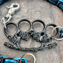 SANITY JEWELRY® Wallet Chain Black Skull Four Finger Ring Wallet Chain - Black & Blue Daytona CVO - WC91CVO