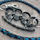 SANITY JEWELRY® Wallet Chain Black Skull Four Finger Ring Wallet Chain - Black & Blue Daytona Deluxe - WC92D