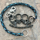 SANITY JEWELRY® Wallet Chain Black Skull Four Finger Ring Wallet Chain - Black & Blue Daytona Heritage - WC93H