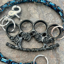 SANITY JEWELRY® Wallet Chain Black Skull Four Finger Ring Wallet Chain - Black & Blue Daytona Heritage - WC93H