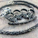 SANITY JEWELRY® Wallet Chain Black Skull Four Finger Ring Wallet Chain - Black Daytona Deluxe - WC104D