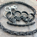 SANITY JEWELRY® Wallet Chain Black Skull Four Finger Ring Wallet Chain - Black Daytona Heritage - WC105H