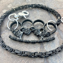 SANITY JEWELRY® Wallet Chain Black Skull Four Finger Ring Wallet Chain - Black Daytona Heritage - WC105H