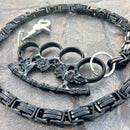 SANITY JEWELRY® Wallet Chain Black Skull Four Finger Ring Wallet Chain - Black Daytona Road King - WC106RK