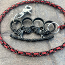SANITY JEWELRY® Wallet Chain Black Skull Four Finger Ring Wallet Chain - Black & Red Daytona Deluxe - WC96D