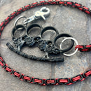 SANITY JEWELRY® Wallet Chain Black Skull Four Finger Ring Wallet Chain - Black & Red Daytona Deluxe - WC96D