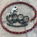 SANITY JEWELRY® Wallet Chain Black Skull Four Finger Ring Wallet Chain - Black & Red Daytona Deluxe - WC96D