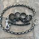 SANITY JEWELRY® Wallet Chain Black Skull Four Finger Ring Wallet Chain - Black & Silver Daytona Deluxe - WC100D
