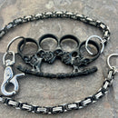 SANITY JEWELRY® Wallet Chain Black Skull Four Finger Ring Wallet Chain - Black & Silver Daytona Deluxe - WC100D