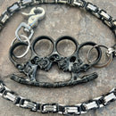 SANITY JEWELRY® Wallet Chain Black Skull Four Finger Ring Wallet Chain - Black & Silver Daytona Heritage - WC101H