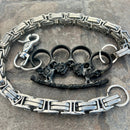 SANITY JEWELRY® Wallet Chain Black Skull Four Finger Ring Wallet Chain - Silver Daytona CVO - WC107CVO