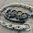 SANITY JEWELRY® Wallet Chain Black Skull Four Finger Ring Wallet Chain - Silver Daytona CVO - WC107CVO