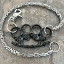 SANITY JEWELRY® Wallet Chain Black Skull Four Finger Ring Wallet Chain - Silver Daytona Deluxe - WC108D