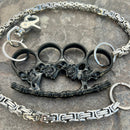 SANITY JEWELRY® Wallet Chain Black Skull Four Finger Ring Wallet Chain - Silver Daytona Deluxe - WC108D