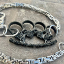 SANITY JEWELRY® Wallet Chain Black Skull Four Finger Ring Wallet Chain - Silver Daytona Heritage - WC109H