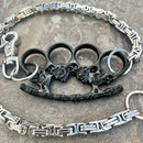 SANITY JEWELRY® Wallet Chain Black Skull Four Finger Ring Wallet Chain - Silver Daytona Heritage - WC109H