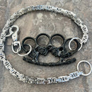 SANITY JEWELRY® Wallet Chain Black Skull Four Finger Ring Wallet Chain - Silver Daytona Heritage - WC109H