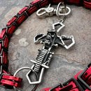 SANITY JEWELRY® Wallet Chain Cowboy Cross Wallet Chain - Black & Red Daytona CVO - WC226