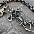 SANITY JEWELRY® Wallet Chain Cowboy Cross Wallet Chain - Black & Silver Daytona Heritage - WC226