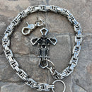 SANITY JEWELRY® Wallet Chain Cowboy Cross Wallet Chain - Silver Daytona Road King - WC226