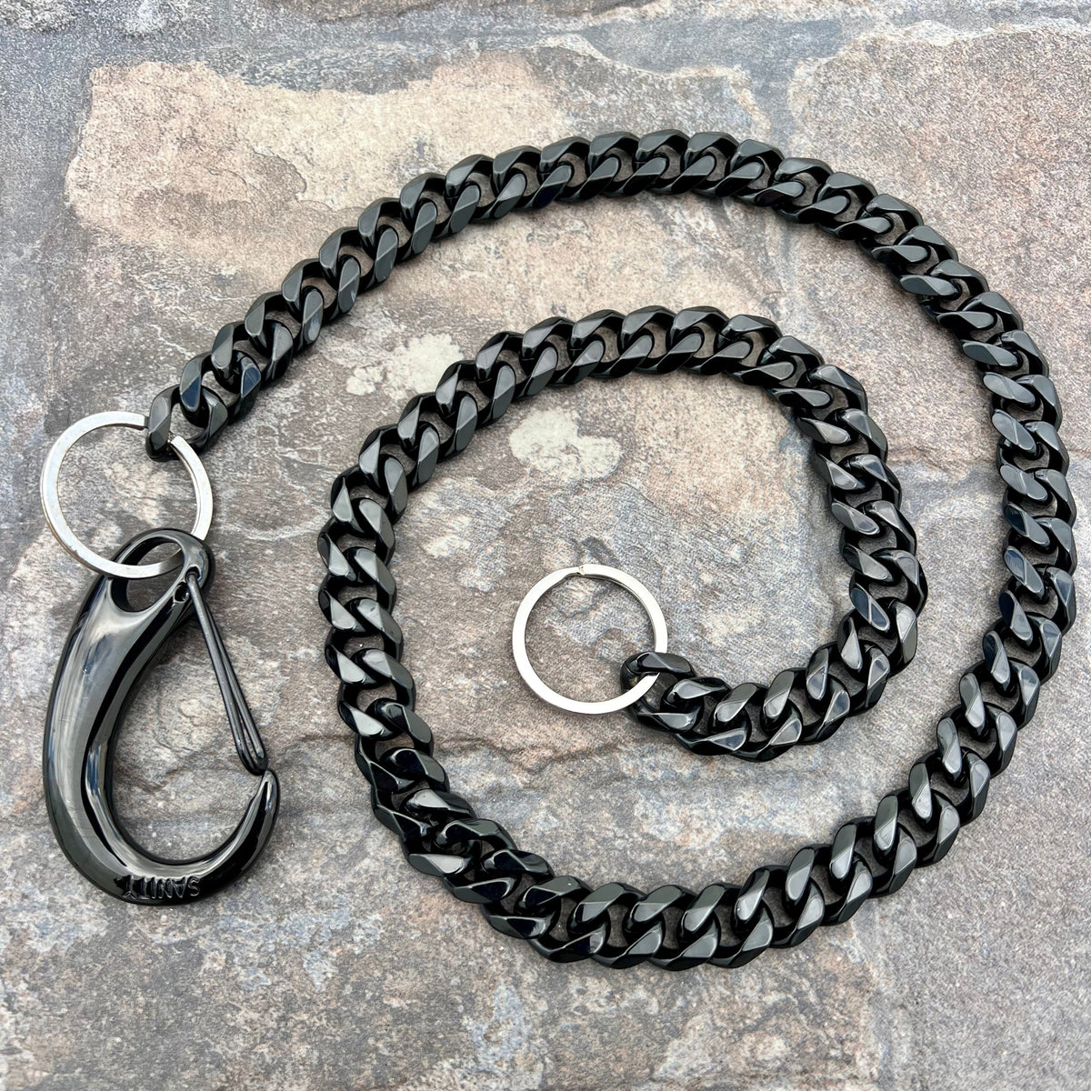 Cuban Link Classic Wallet Chain Black - W/ Sanity's Black Hook Clip -
