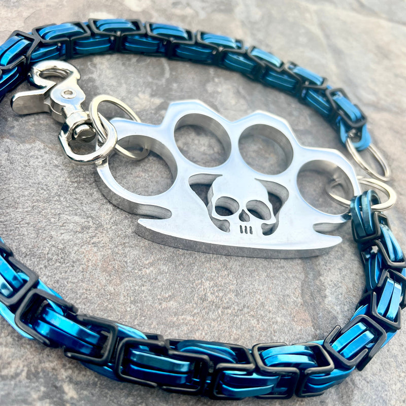 SANITY JEWELRY® Wallet Chain Four Finger Ring Wallet Chain Polished - Black & Blue Daytona Road King - WC14RK