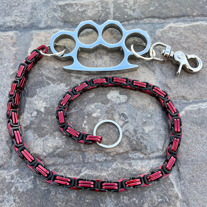 SANITY JEWELRY® Wallet Chain Four Finger Wallet Chain - Black & Red Daytona Heritage - W/ Polished Four Finger Ring - WCK35