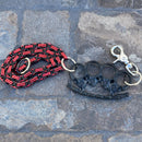 SANITY JEWELRY® Wallet Chain Four Finger Wallet Chain - Black & Red Daytona Heritage - W/ Small Black Skull Four Finger Ring 30" - WCK-31
