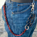 SANITY JEWELRY® Wallet Chain Four Finger Wallet Chain - Black & Red Daytona Heritage - W/ Small Black Skull Four Finger Ring 30" - WCK-31