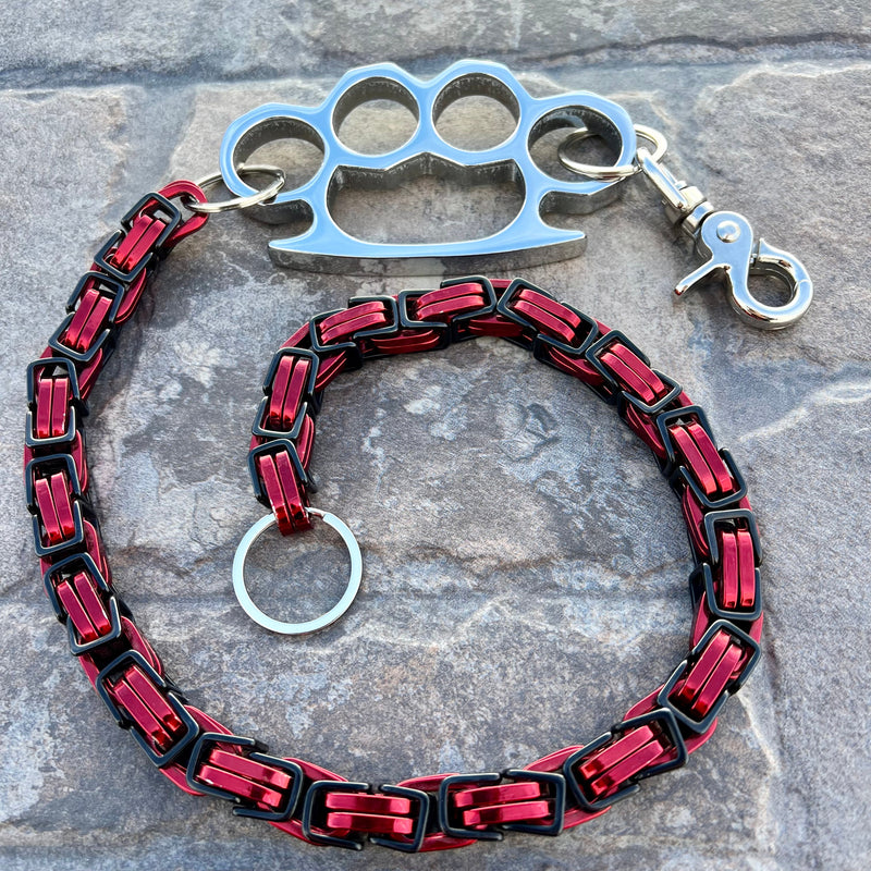 SANITY JEWELRY® Wallet Chain Four Finger Wallet Chain - Black & Red Daytona Road King - W/ Polished Four Finger Ring - WCK36