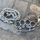 SANITY JEWELRY® Wallet Chain Four Finger Wallet Chain - Silver Daytona Road King - W/ Polished Skull Four Finger Ring 36" - WCK-1