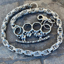 SANITY JEWELRY® Wallet Chain Four Finger Wallet Chain - Silver Daytona Road King - W/ Polished Skull Four Finger Ring 36" - WCK-1