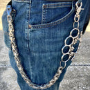 SANITY JEWELRY® Wallet Chain Four Finger Wallet Chain - Silver Daytona Road King - W/ Polished Skull Four Finger Ring 36" - WCK-1