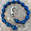 SANITY JEWELRY® Wallet Chain Hellride Classic Skull Wallet Chain Matte Blue - W/ Sanity’s Polished Hook Clip