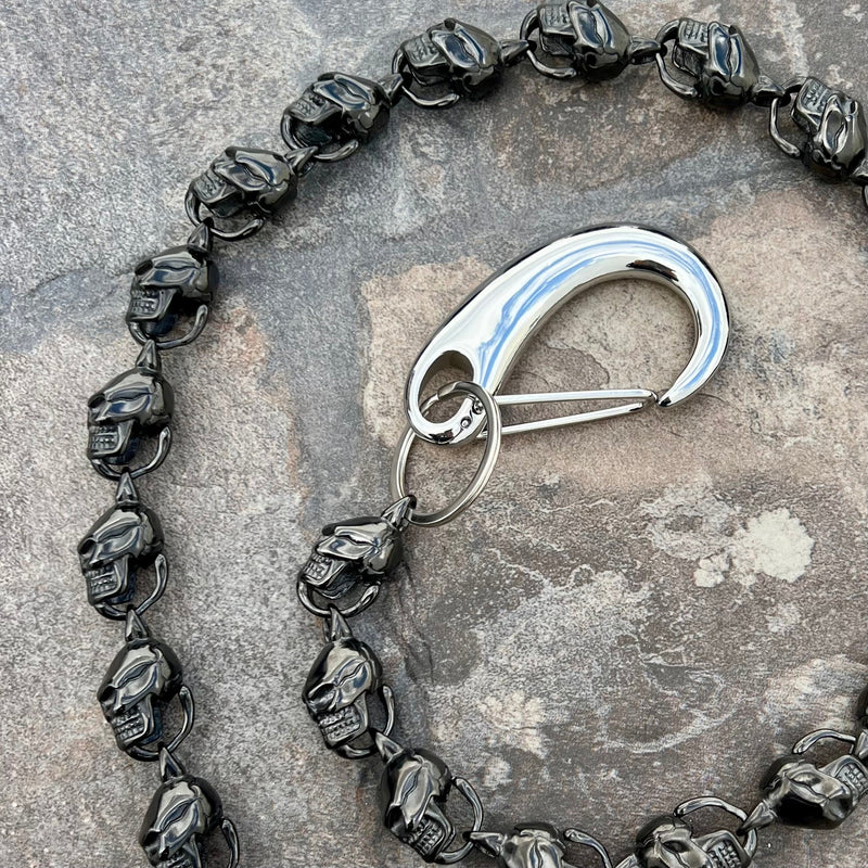 SANITY JEWELRY® Wallet Chain Hellride Custom Skull Wallet Chain Black - W/ Sanity’s Polished Hook Clip