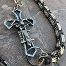 SANITY JEWELRY® Wallet Chain Motorcycle Cross Wallet Chain - Black & Silver Daytona Road King - WC227