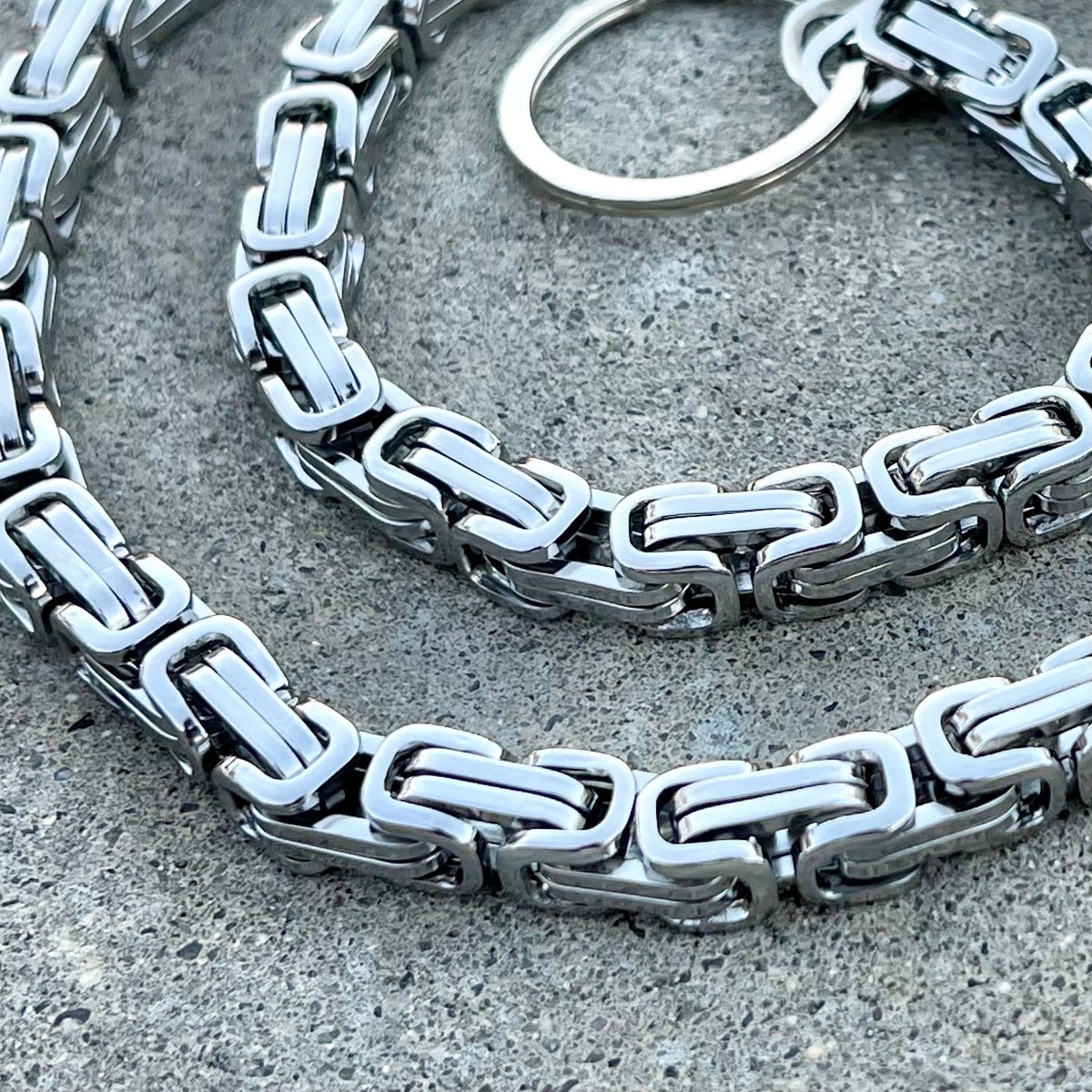 CALEE　Padlock silver wallet chain Skull Padlock Diamond Silver Wallet Chain - Bikerringshop
