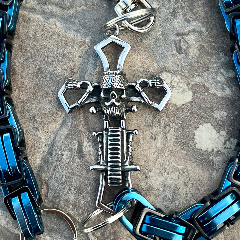 SANITY JEWELRY® Wallet Chain Old School Cross Wallet Chain - Black & Blue Daytona CVO - WC703CVO