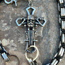 SANITY JEWELRY® Wallet Chain Old School Cross Wallet Chain - Black & Silver Daytona Road King - WC714RK