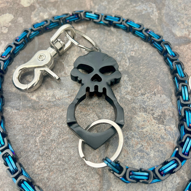 SANITY JEWELRY® Wallet Chain One Finger Ring Black Wallet Chain - Black & Blue Daytona Deluxe - WC046D