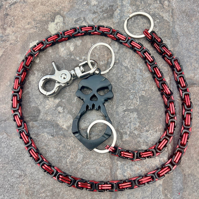 SANITY JEWELRY® Wallet Chain One Finger Ring Black Wallet Chain - Black & Red Daytona Deluxe - WC050D